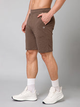 RS CASUAL COTTON MELANGE SHORTS-BROWN